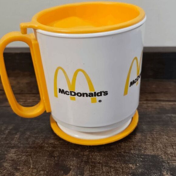 Vintage Mc Donald's Coffee Travel Cup Yellow/White New - Picture 4 of 4